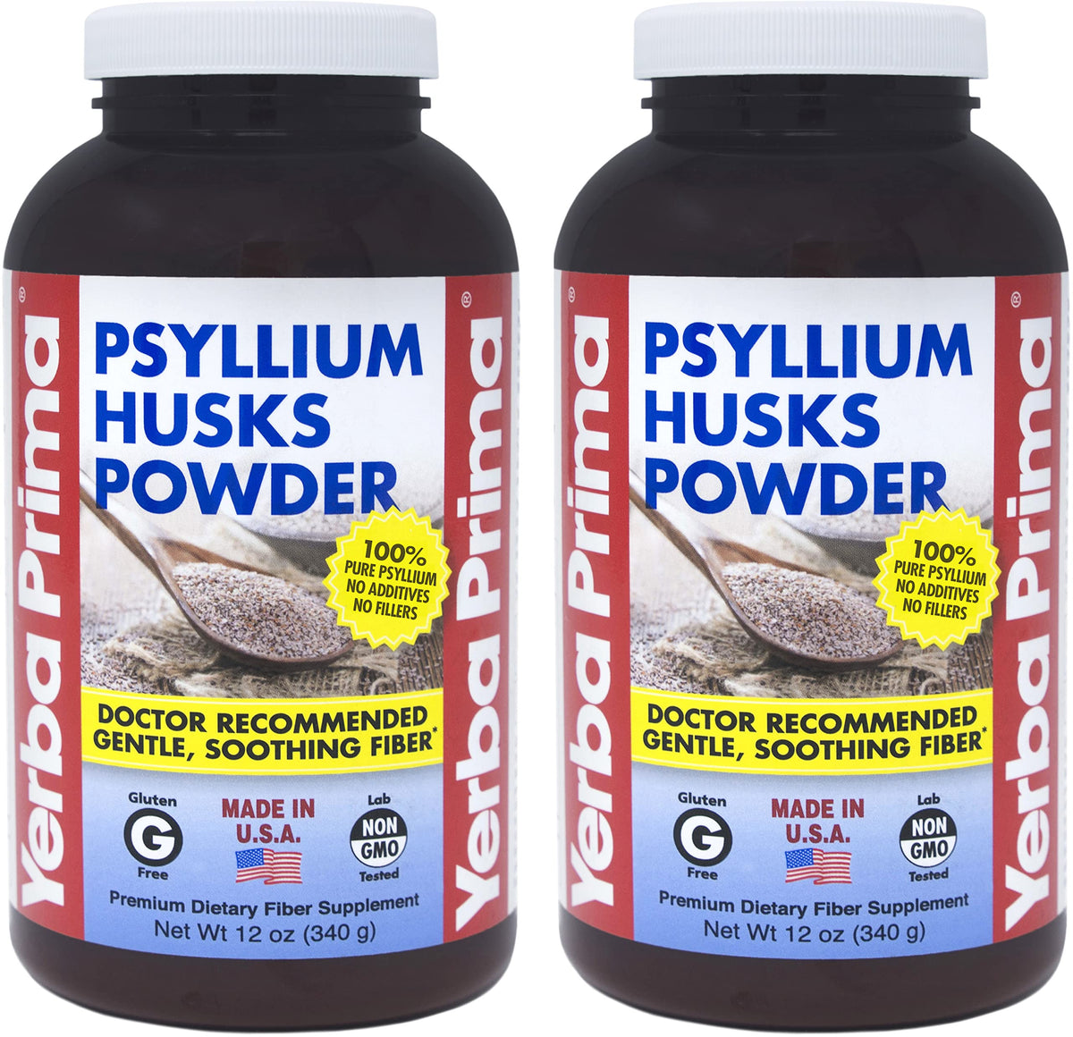 Yerba Prima Psyllium: polvo en botella 12oz para regularidad diaria.