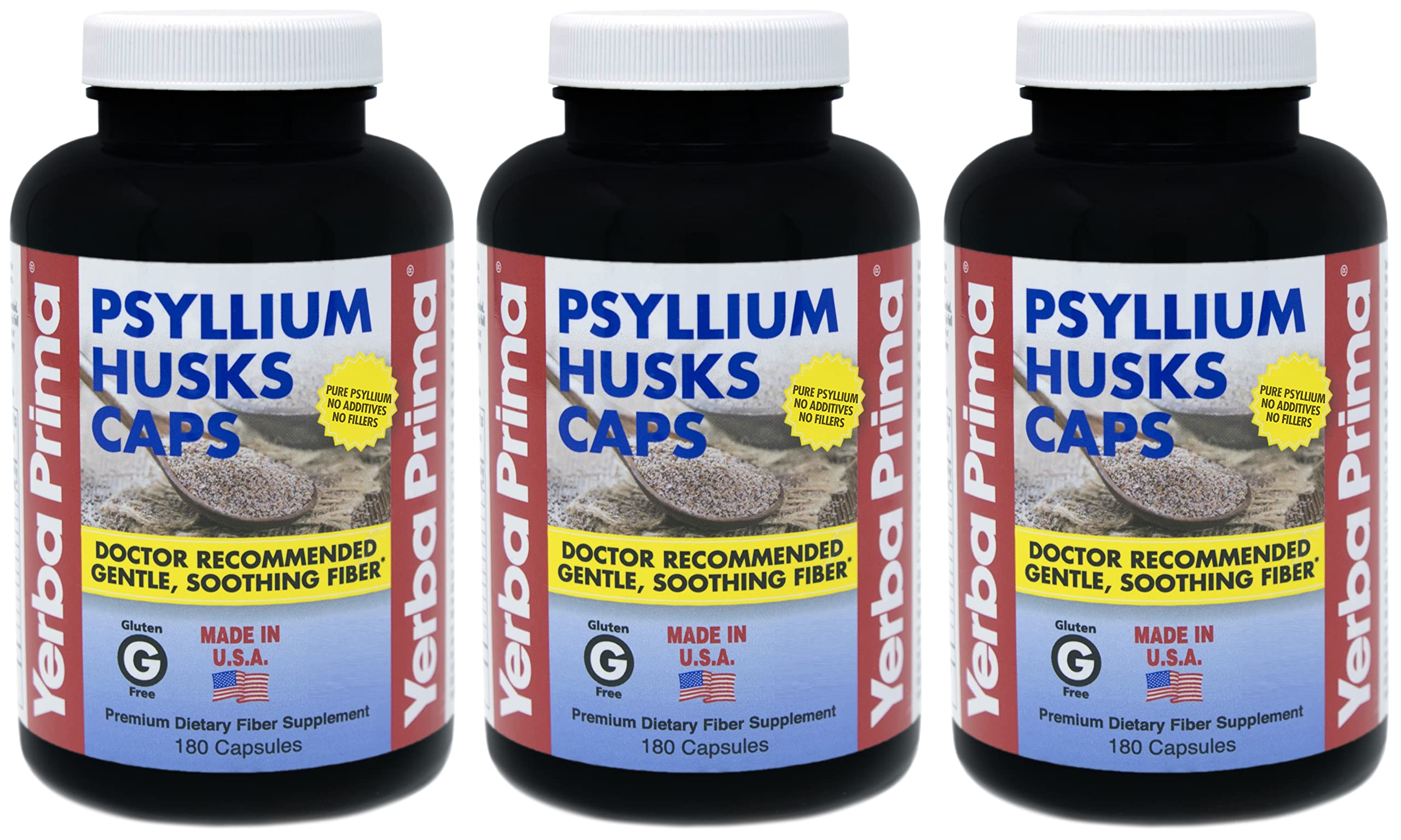 Yerba Prima Psyllium: cáscaras en caja 3-pack para regularidad natural