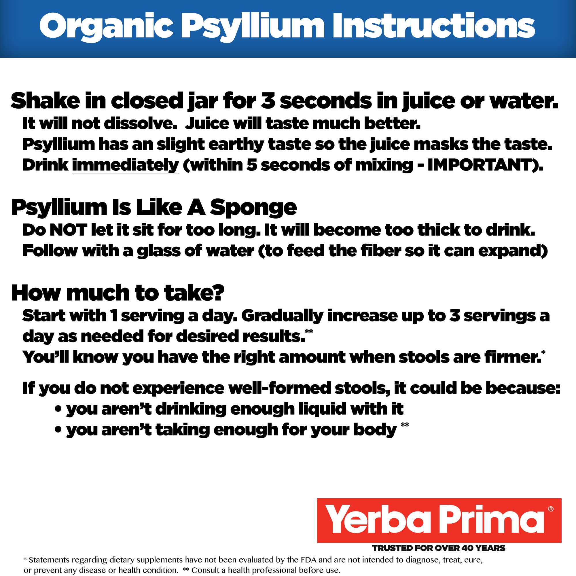 Yerba Prima psyllium con dosificador para dosis precisas