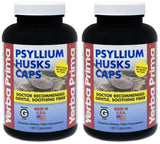 Yerba Prima Psyllium Husk Caps, botella, fibra suave para apoyar la salud digestiva diaria.