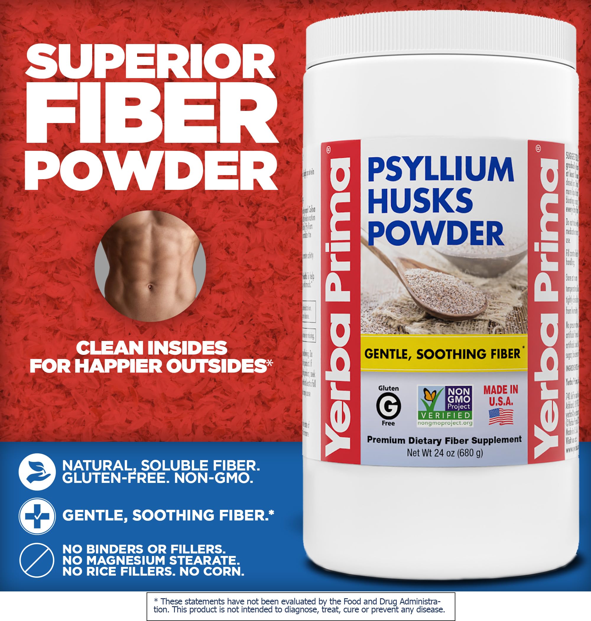 Yerba Prima Psyllium Husks Polvo su mezcla fácil en bebidas y batidos.