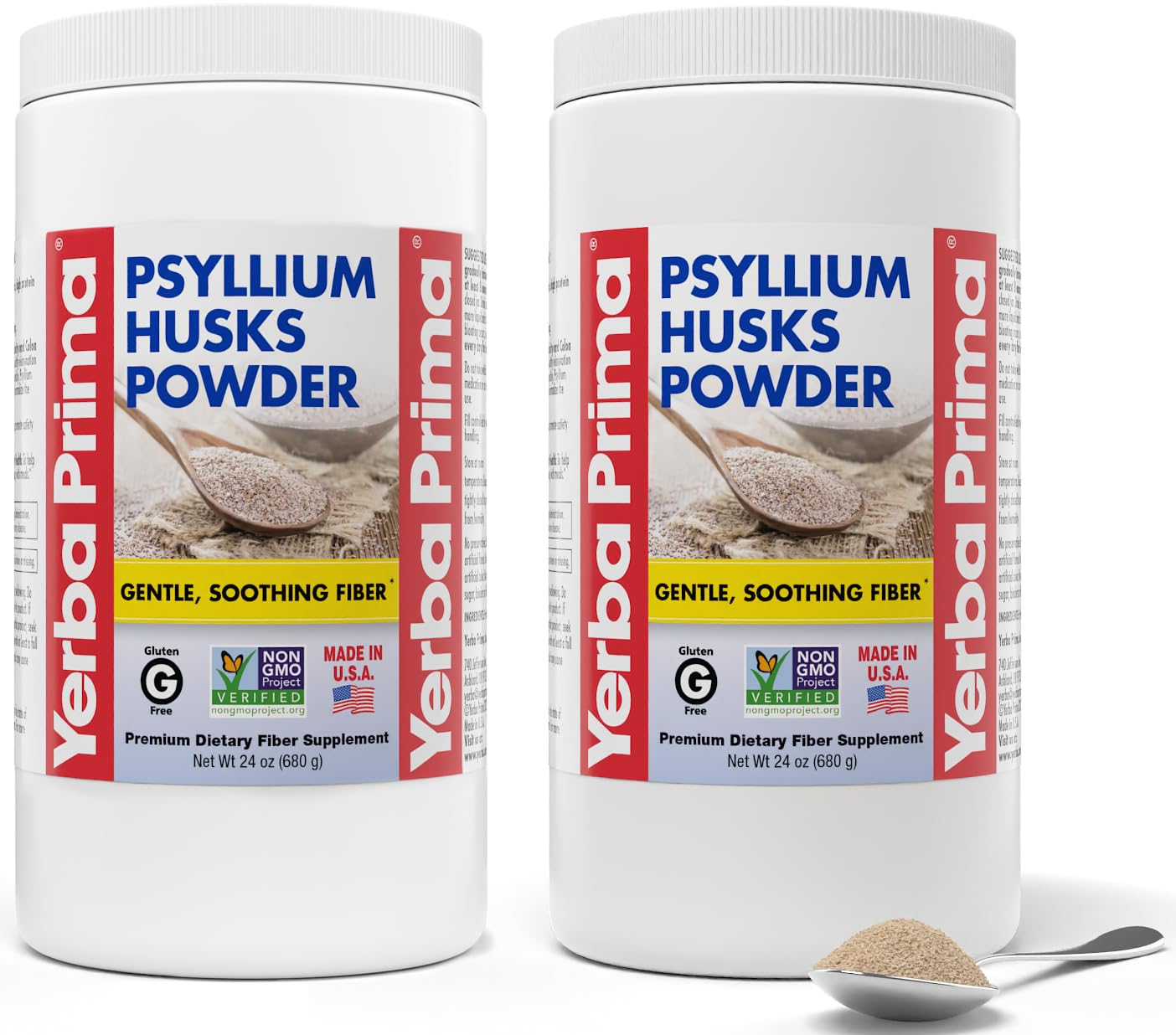 Yerba Prima Psyllium Husks Polvo en envase doble favorece una regularidad suave.