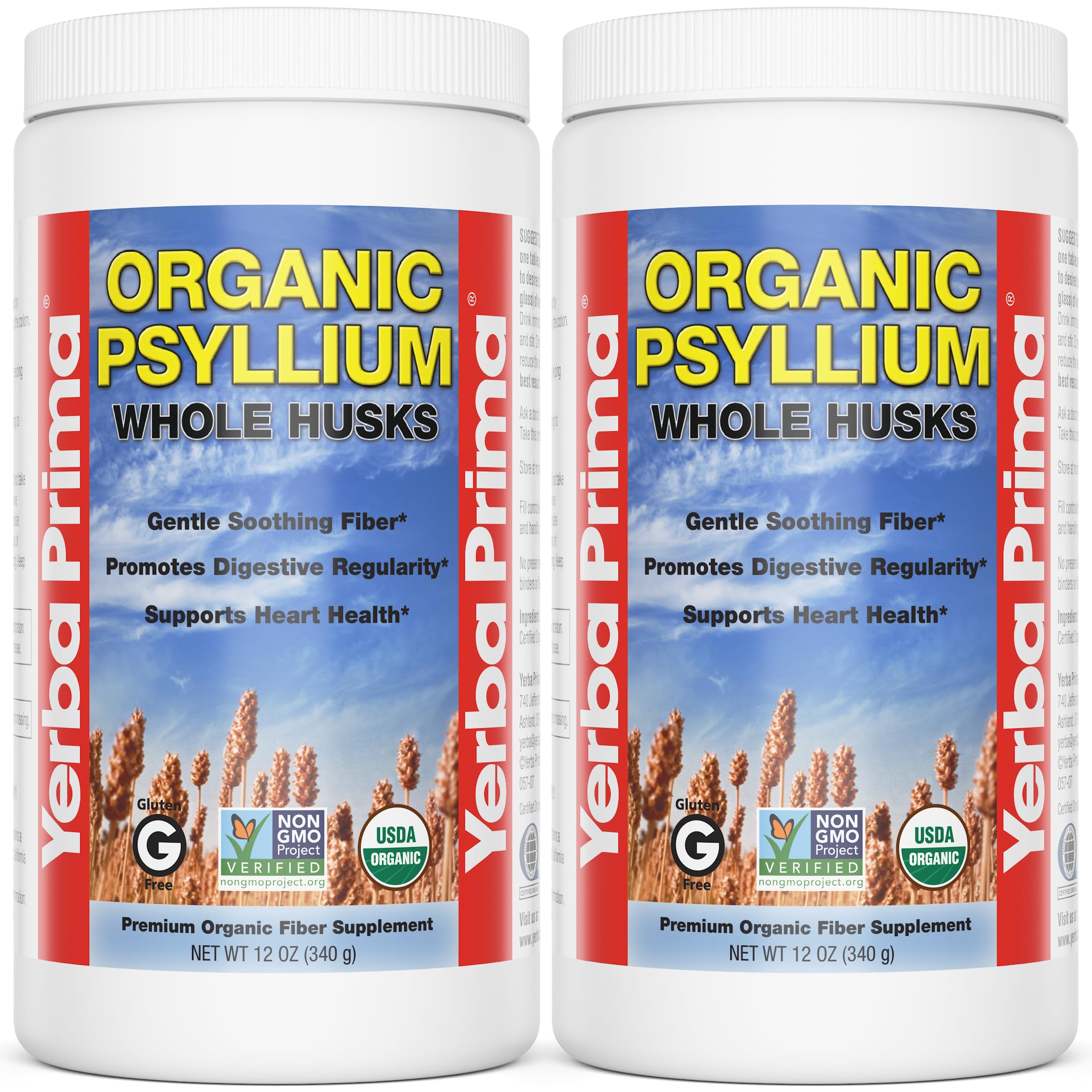 Yerba Prima Psyllium orgánico en envase: ideal para iniciar la rutina de fibra.