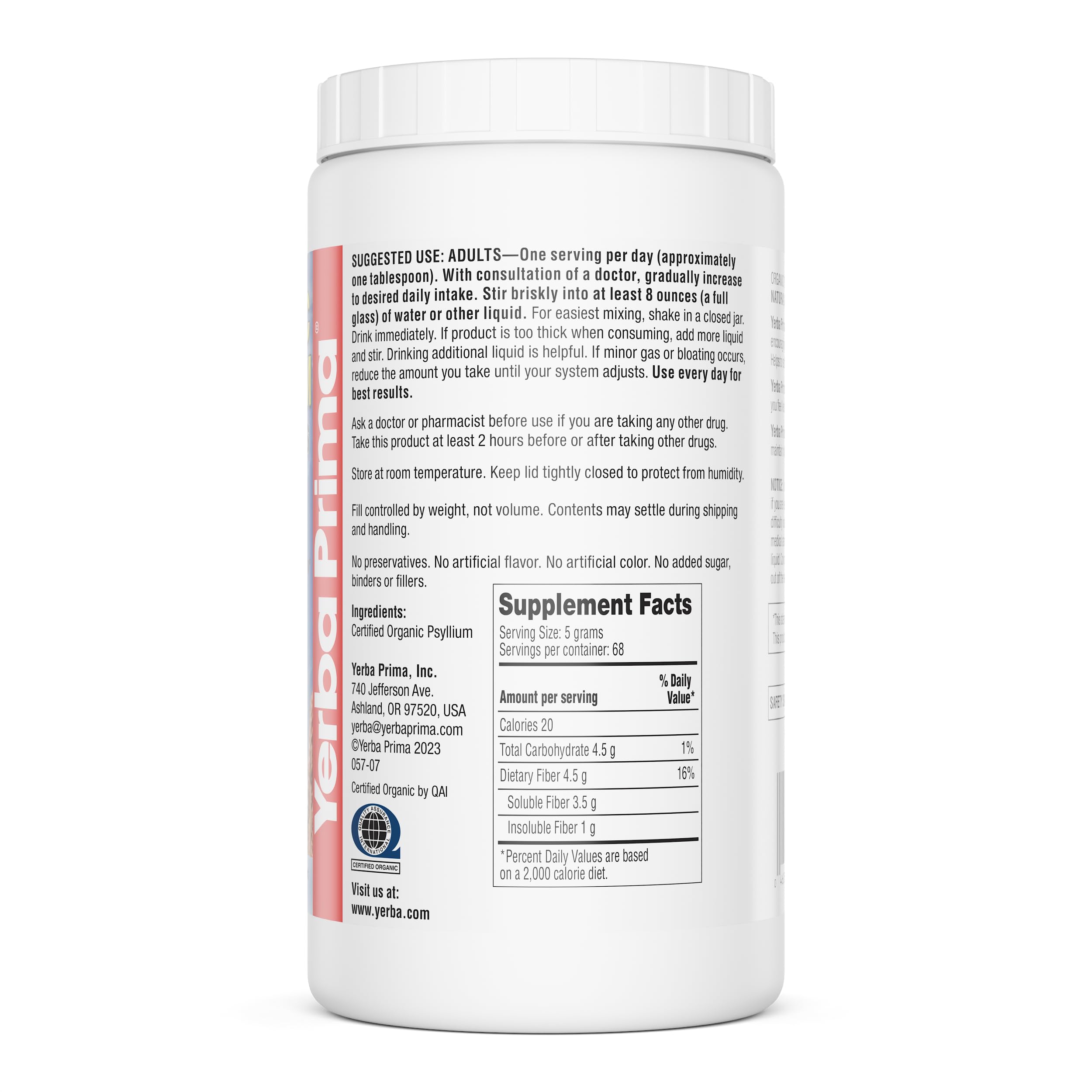 Uso diario de Yerba Prima psyllium para apoyar hábitos de fibra