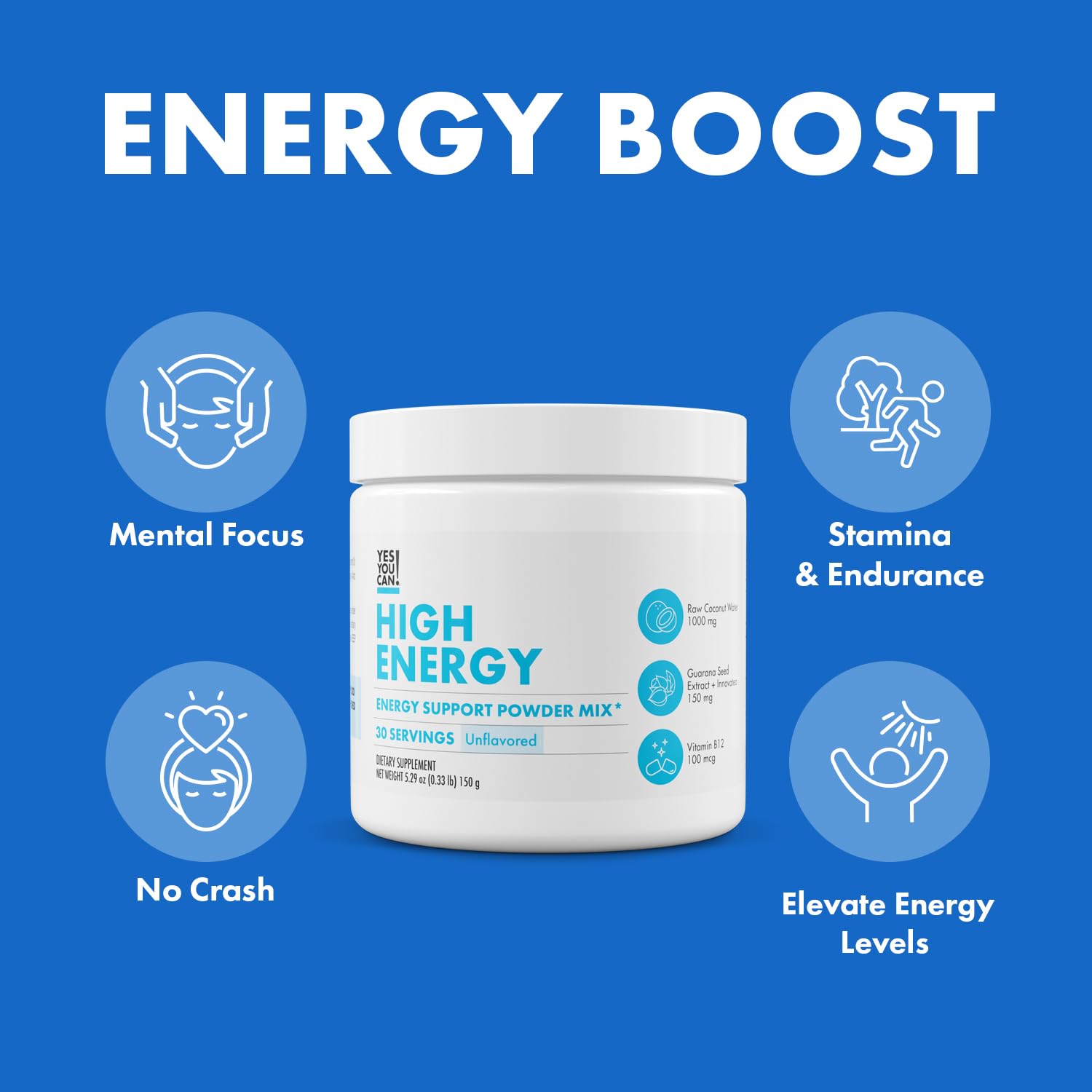 Yes You Can Shake Booster: cafeína natural y guaraná para enfoque diario