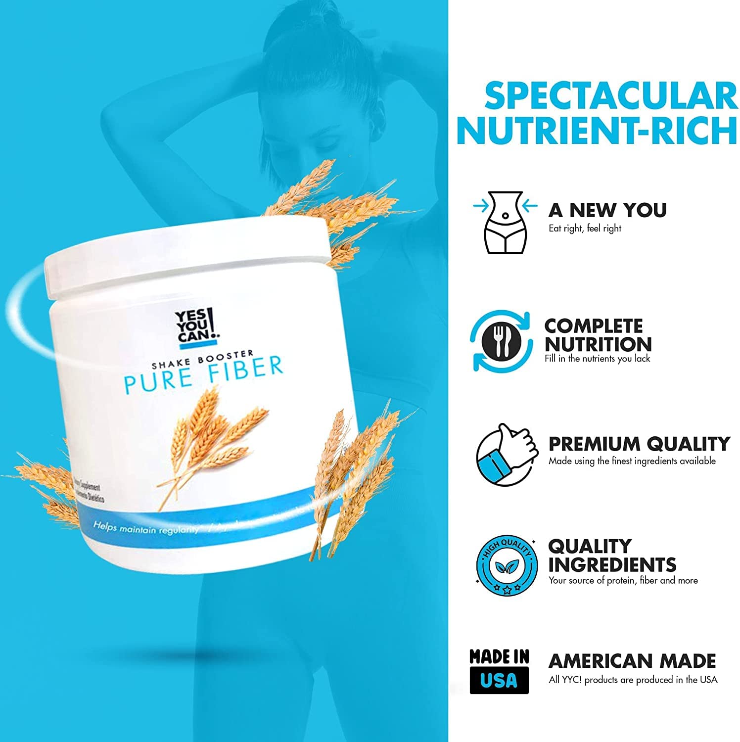 Yes You Can Shake Booster Pure Fiber, ingredientes clave para fibra vegetal.