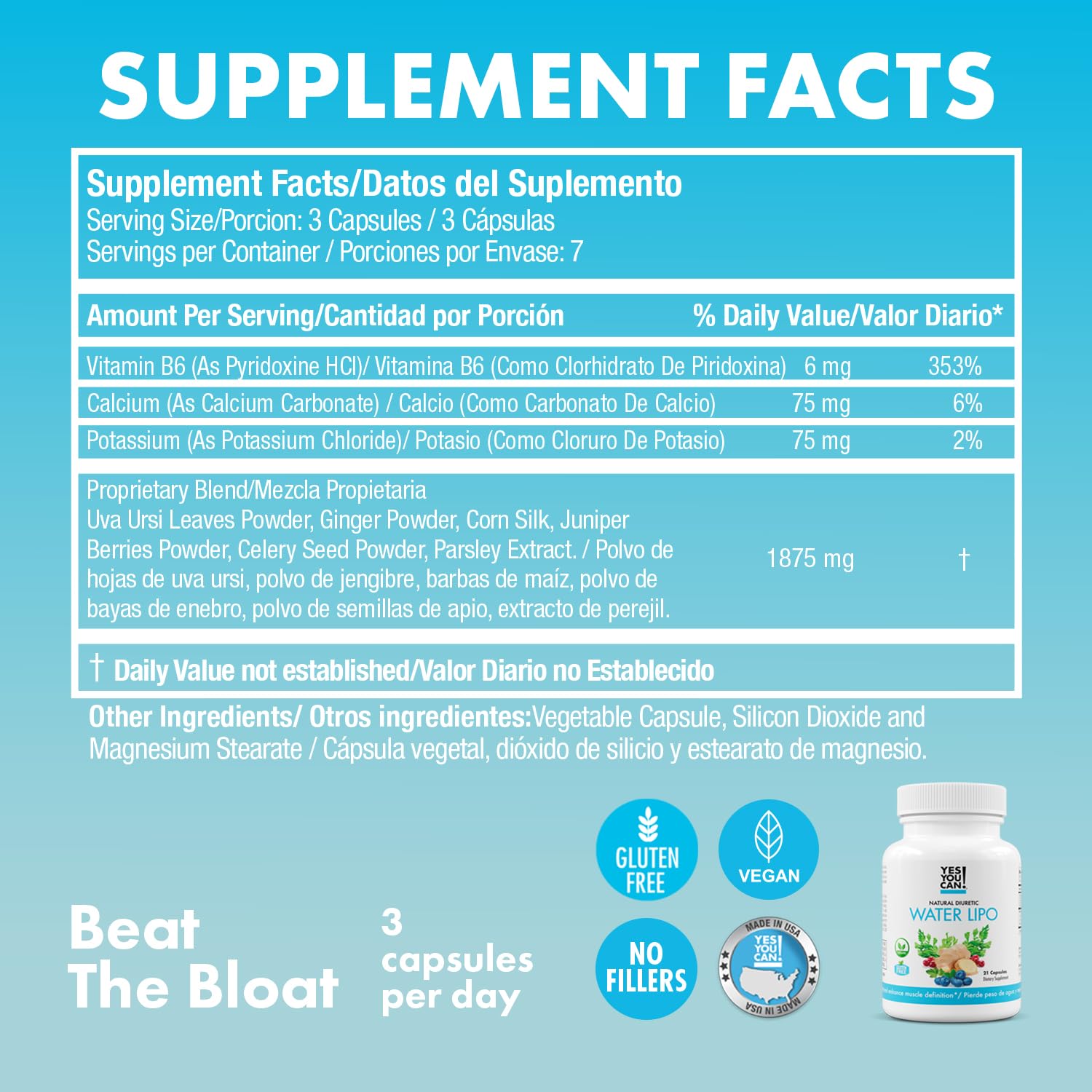 Yes You Can! Water Lipo: uva ursi como ingrediente para apoyo suave del equilibrio de líquidos.