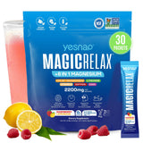 Yesnap MAGICRELAX botella frontal muestra mezcla calmante para apoyo diario al estrés.