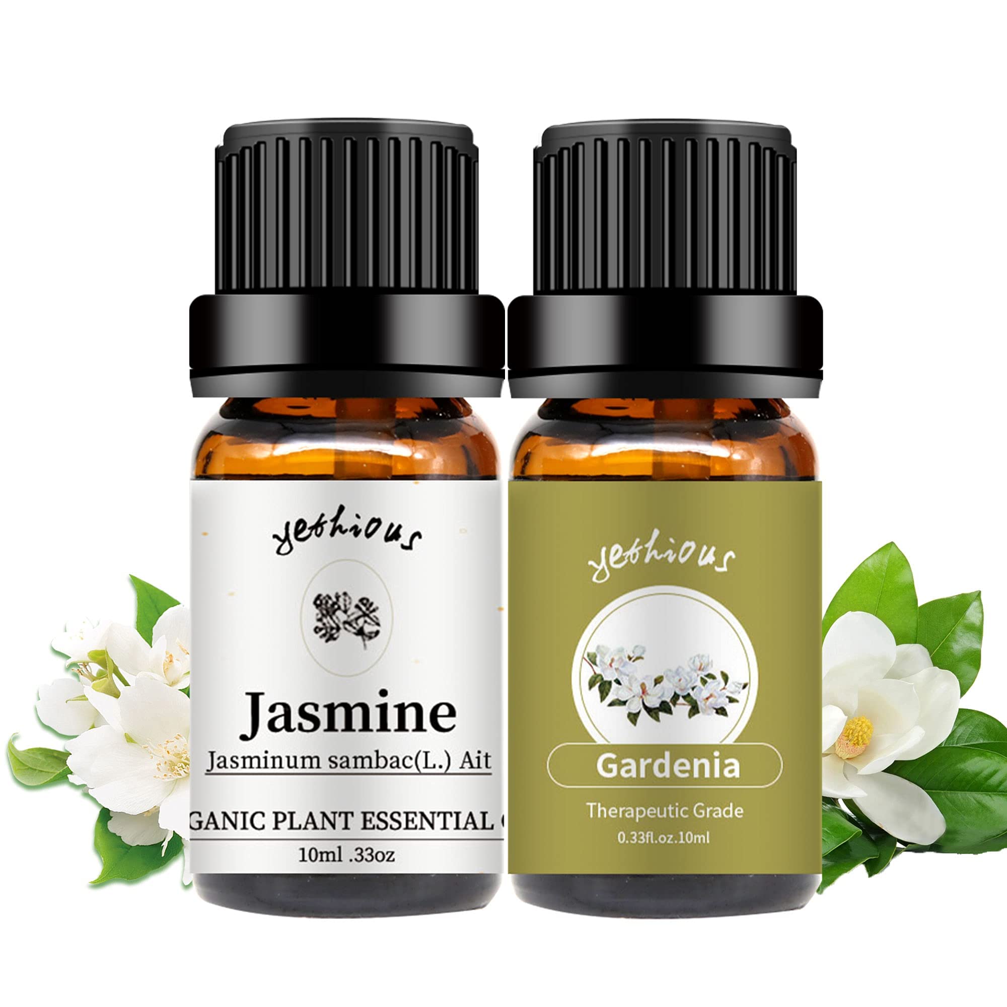 Aceite jazmín de yethious en botella ámbar para aromatizar espacios.