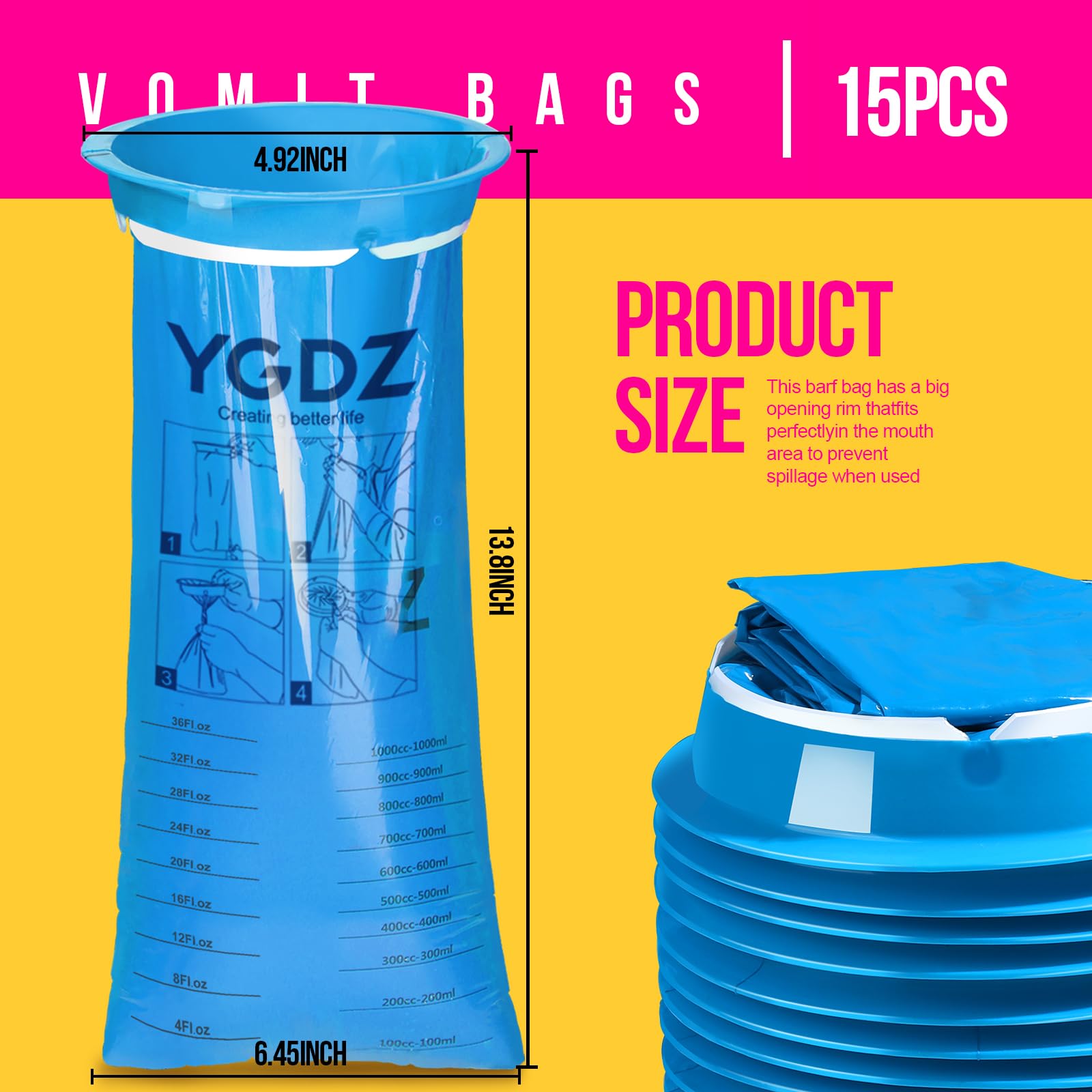 YGDZ bolsas vómito cierre twist seguro evita olores tras usar
