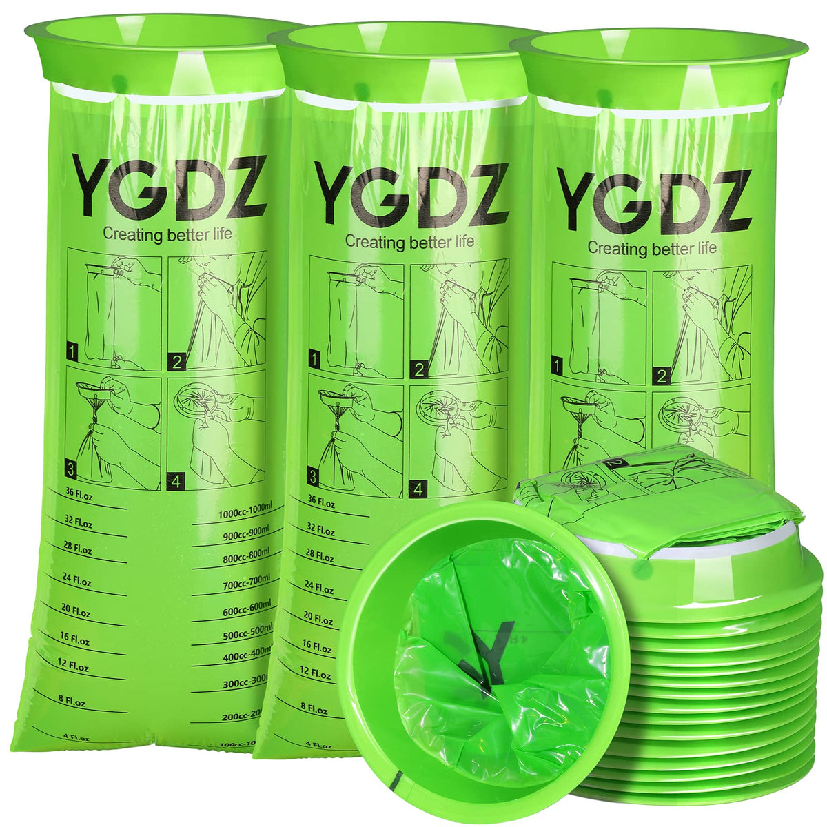 YGDZ bolsas de vómito descartables con apertura amplia para evitar salpicaduras