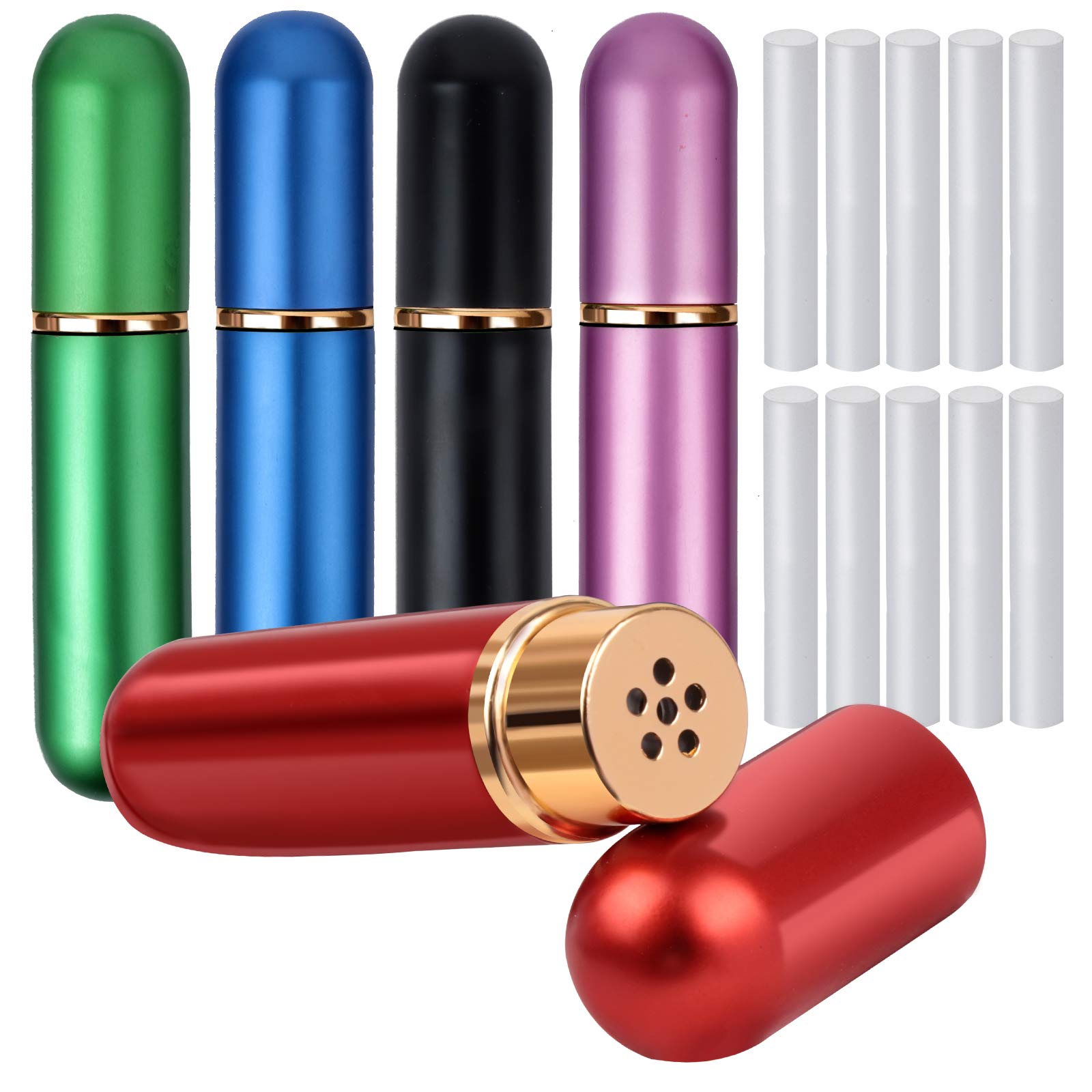 Conjunto de inhaladores nasales YGDZ con 5 unidades para aceites esenciales, fácil transporte.