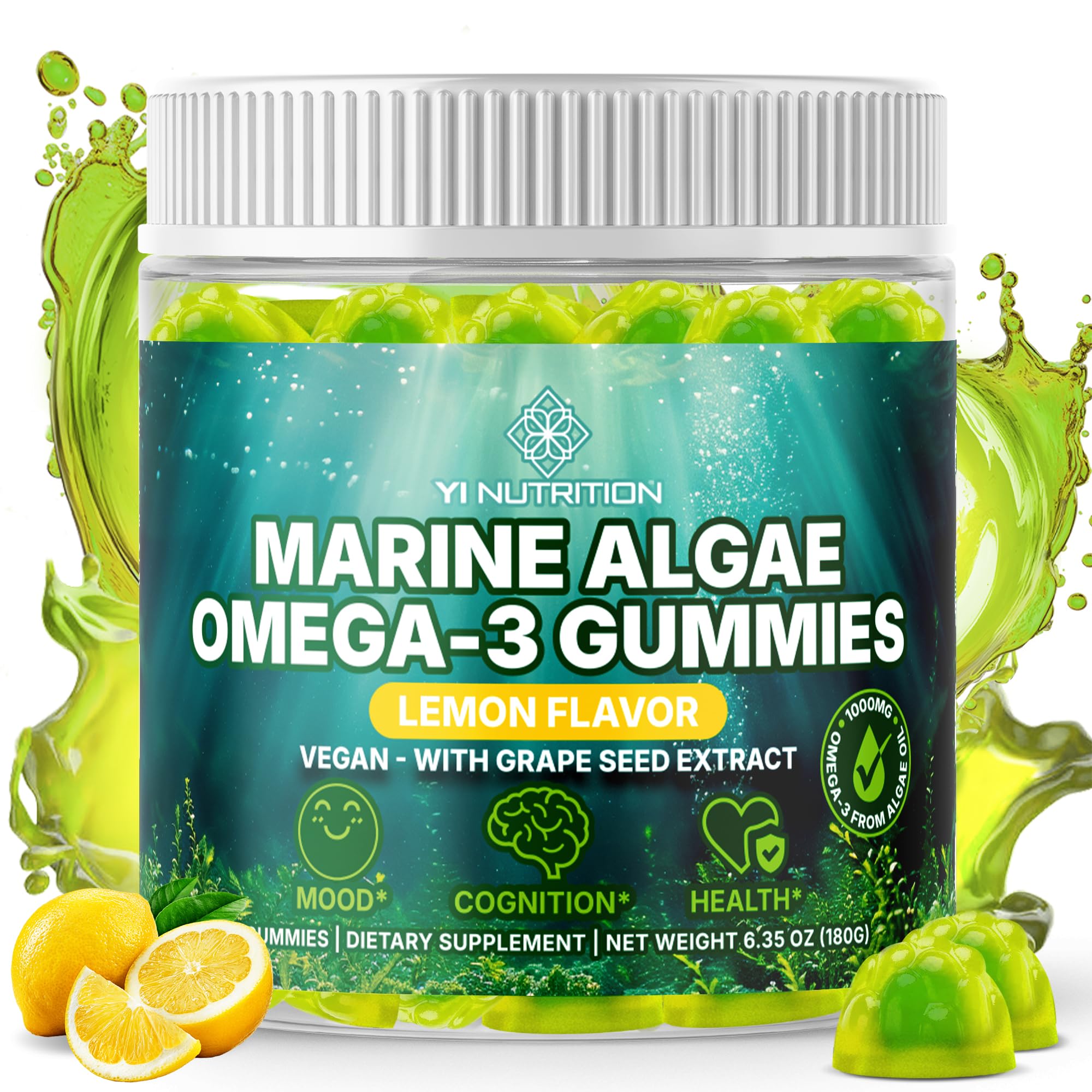 Gominolas Yi Nutrition con DHA y EPA de algas marinas y perfil de nutrientes