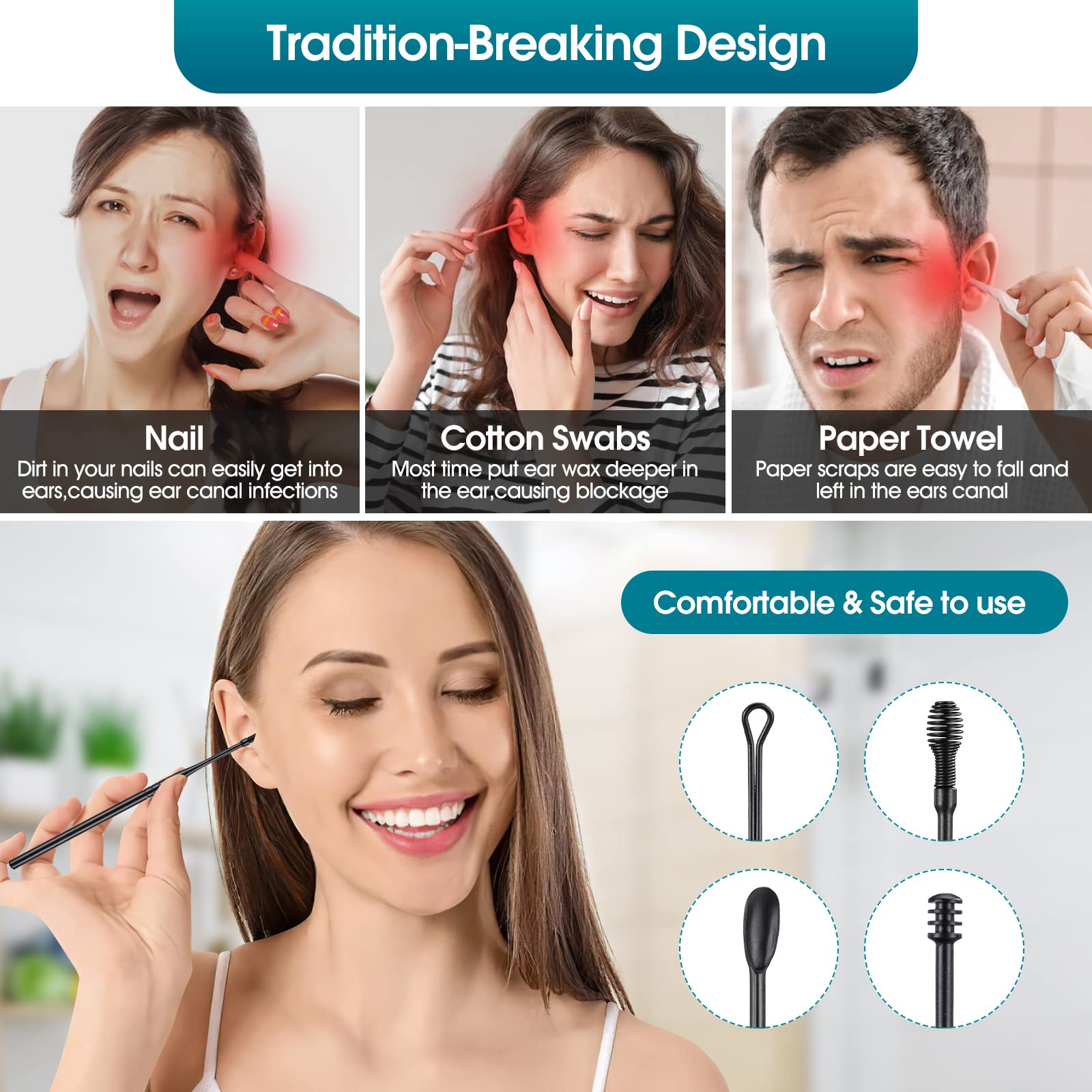 Curetas para orejas en acero inoxidable de YIGO MASTER, limpieza higiénica.