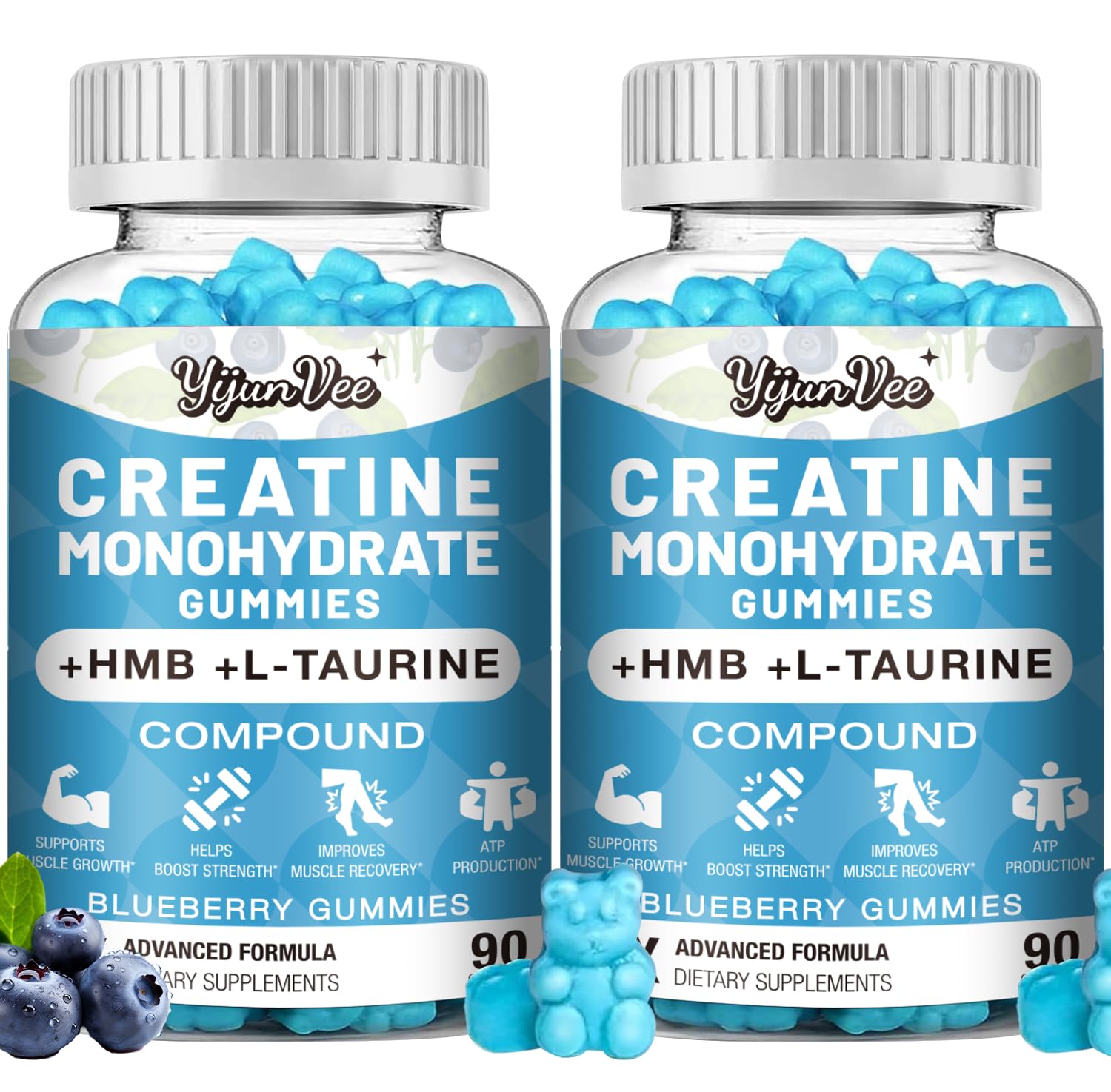 Gomitas YijunVee con creatina 8000mg en empaque práctico para entrenamientos.