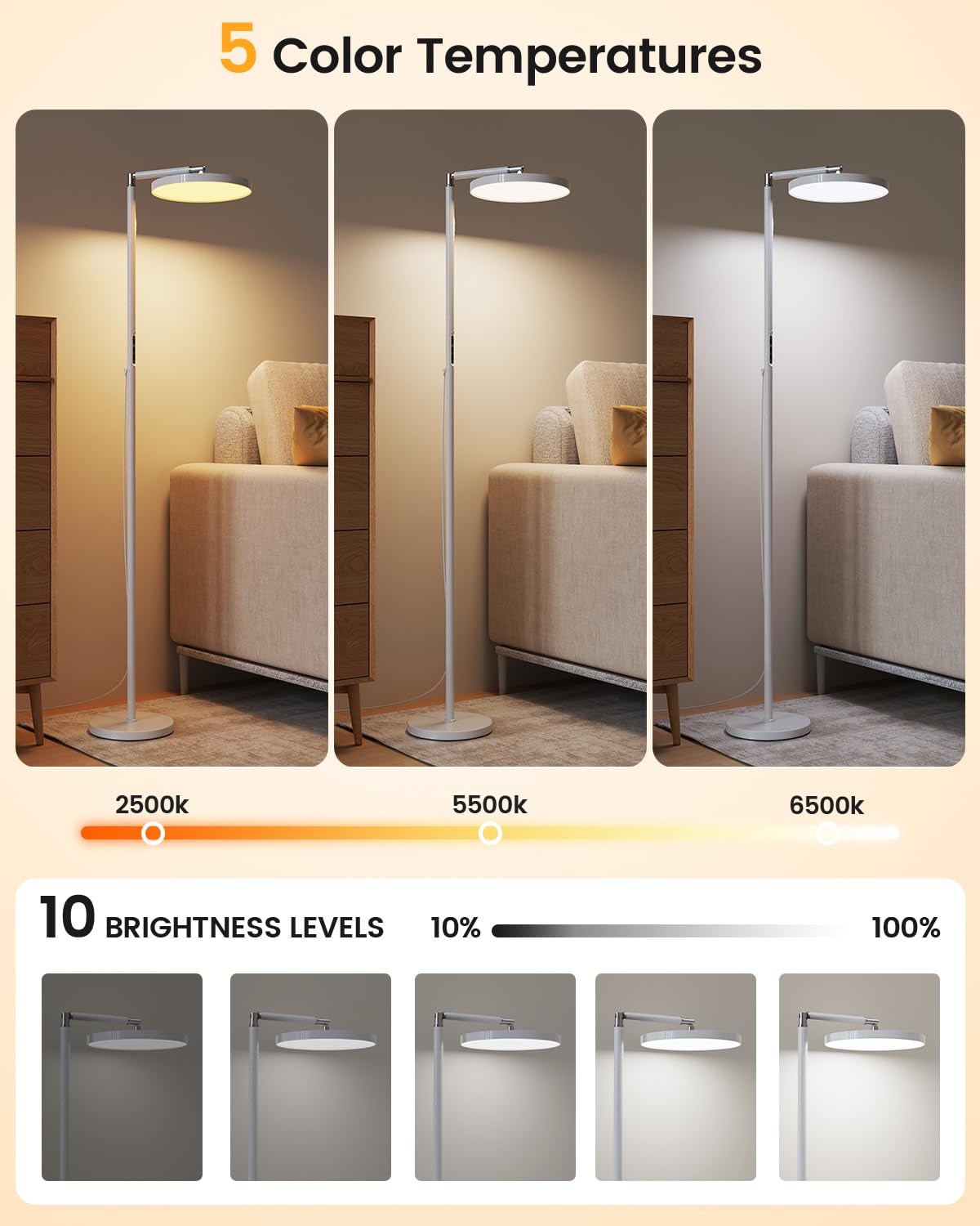 Lámpara Yikola, 5 tonos de luz para trabajo y relajación.