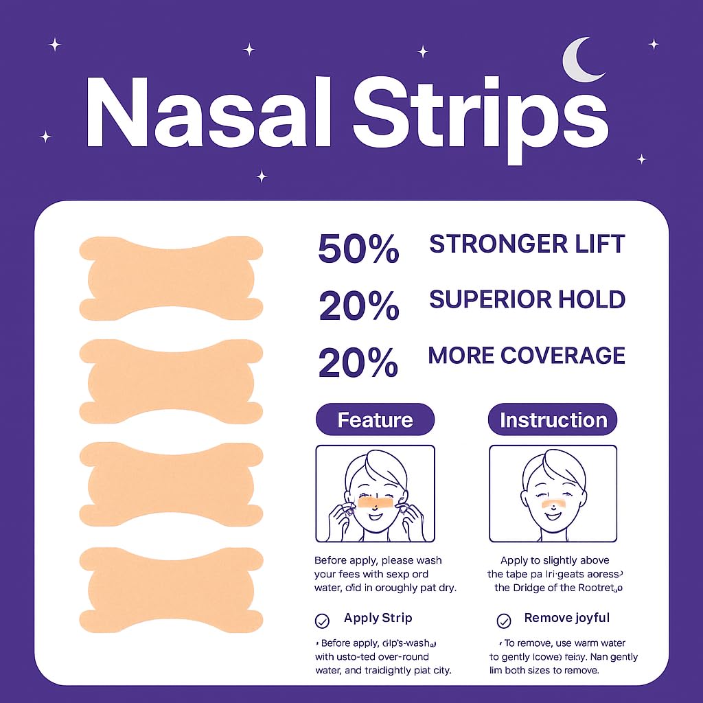 Tira nasal de YILINM con aplicación nocturna fácil para dormir mejor.