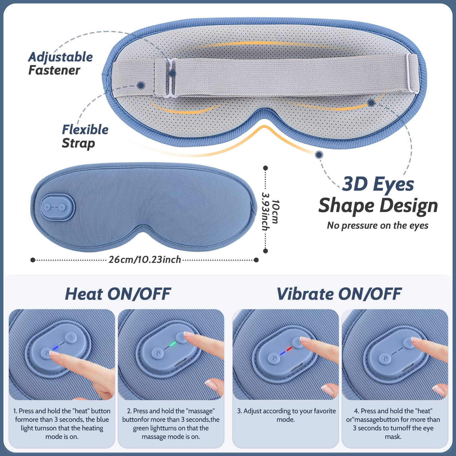 Yincook Mascarilla Ocular con Calor Ajuste para confort personalizado
