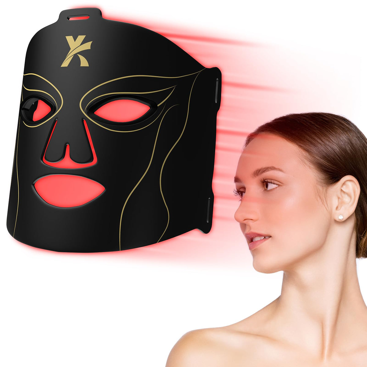 Mascarilla YKeluxon con luz facial en la frente para revitalizar la piel con suavidad.