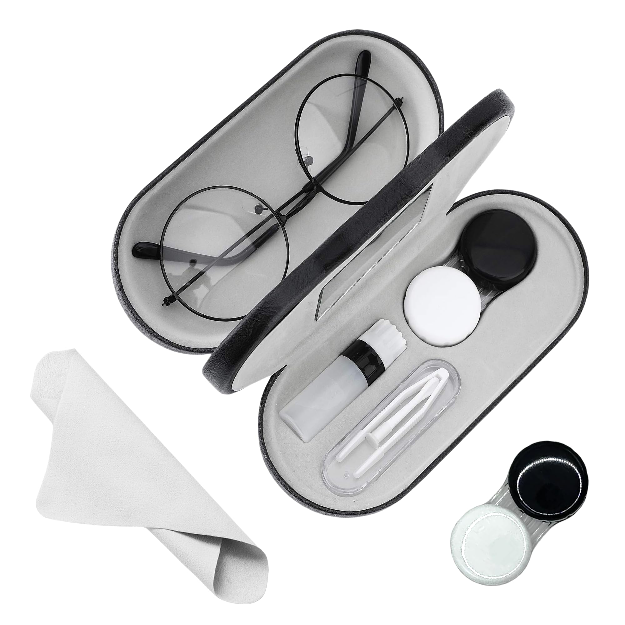 Caja YKuzLx para lentes y gafas con doble compartimento, ideal para viaje.