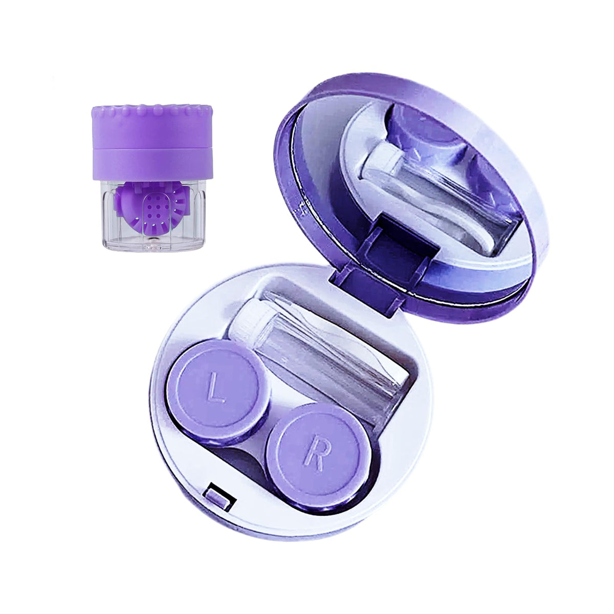 YKuzLx estuche de lentes de contacto con espejo para viaje y uso diario