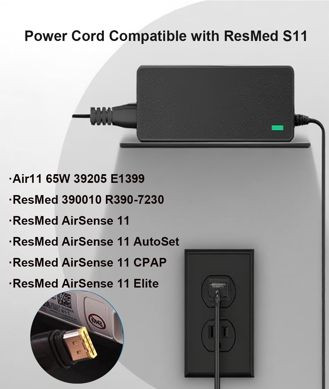 YLNYEUI ResMed AirSense 11 cable con diseño anti-ruido para noches tranquilas