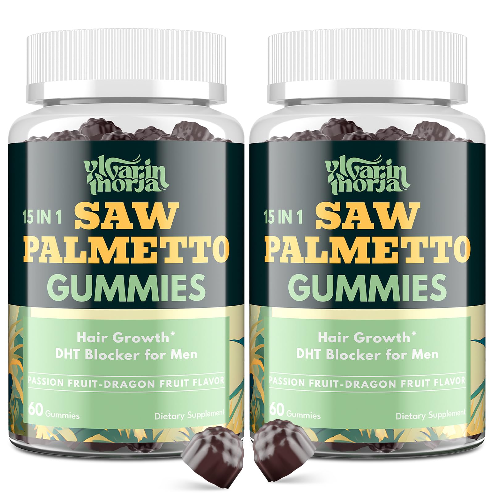 YLVARIN THORIA Saw Palmetto gomitas para hombres, cabello más grueso y confianza diaria.