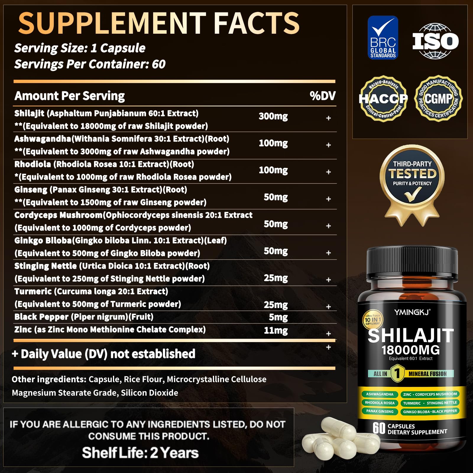 Proceso GMP garantiza calidad y pureza en YMINGKJ Shilajit Cápsulas.