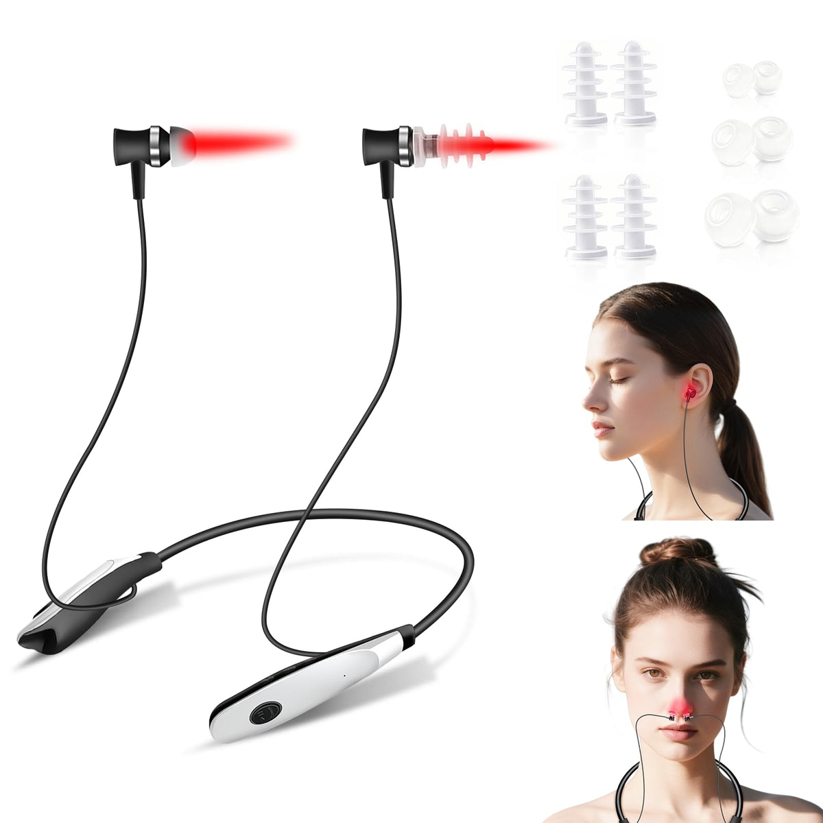 YOEYOU 2-in-1 red light therapy device focusing on the nose for gentle relief