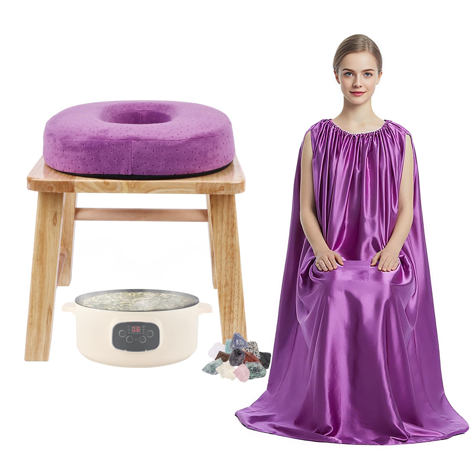 Silla de vapor Yofuly en madera para sesiones íntimas cómodas.