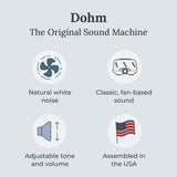 YOGASLEEP DOHM, botones de ajuste de doble velocidad para personalizar el sueño.