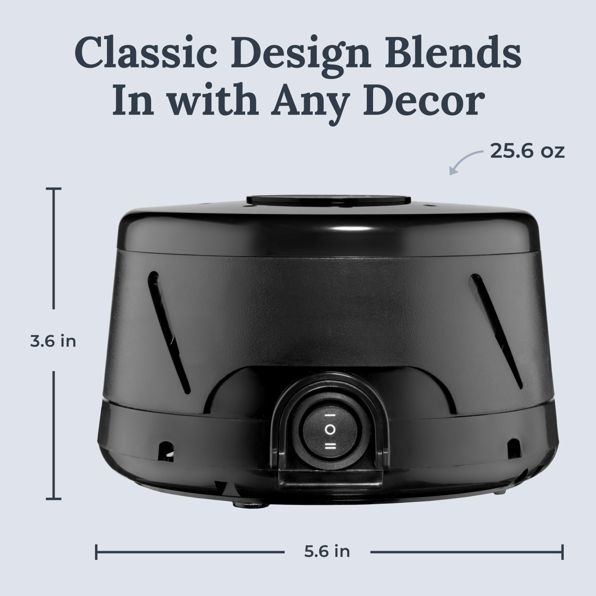 YOGASLEEP Dohm Classic negro, perfecto para dormir, estudiar o descansar sin distracciones.
