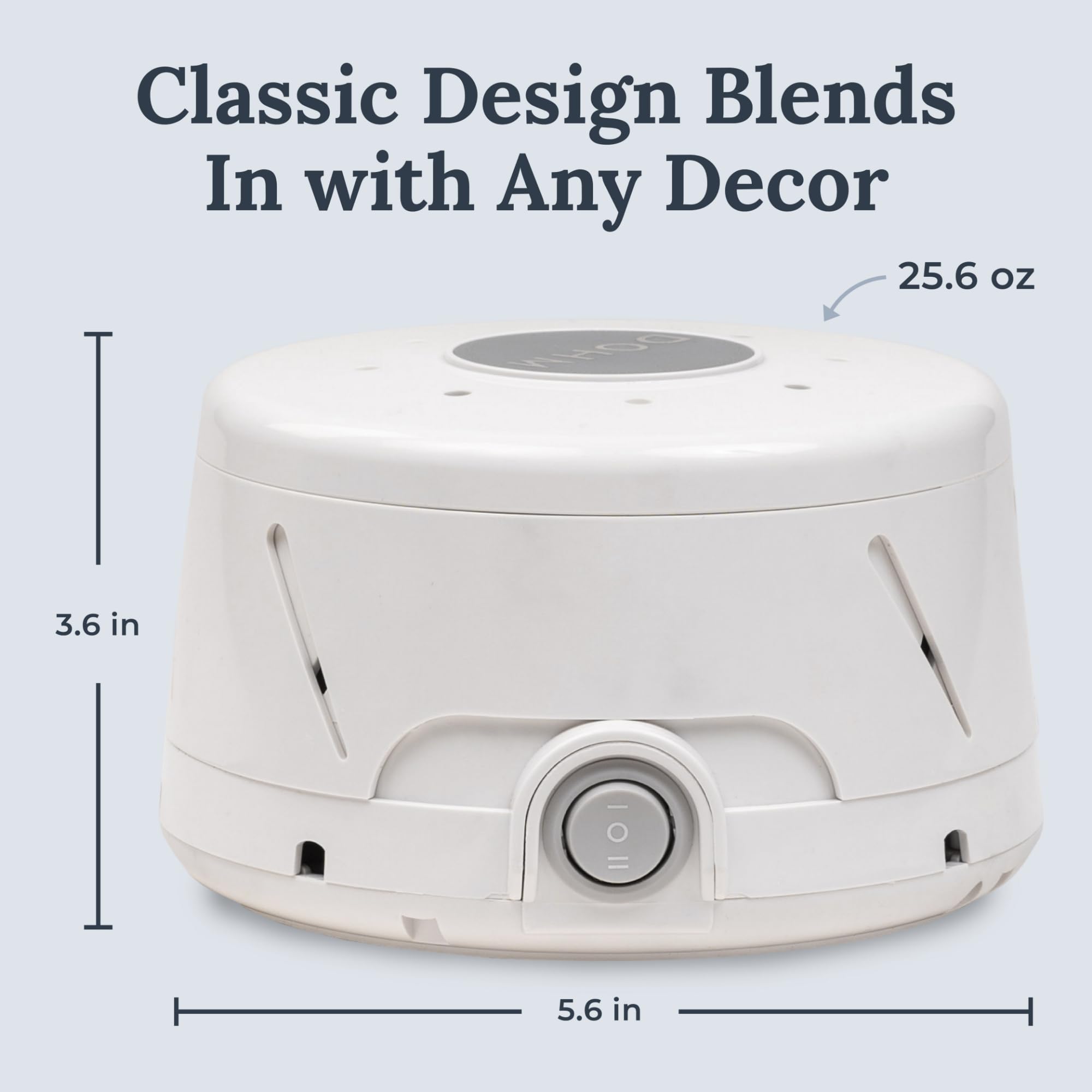 Yogasleep Dohm Classic diseño clásico encaja en dormitorio u oficina con estilo.