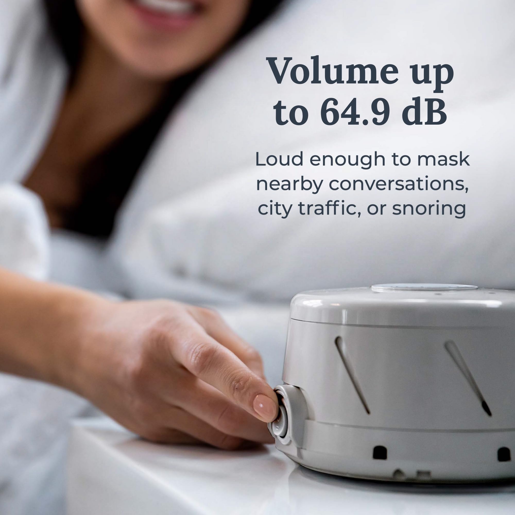 Yogasleep Dohm Classic gris, controles para ajustar tono y volumen