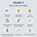 YOGASLEEP HUSHH-2, batería recargable de larga duración hasta 33 horas.