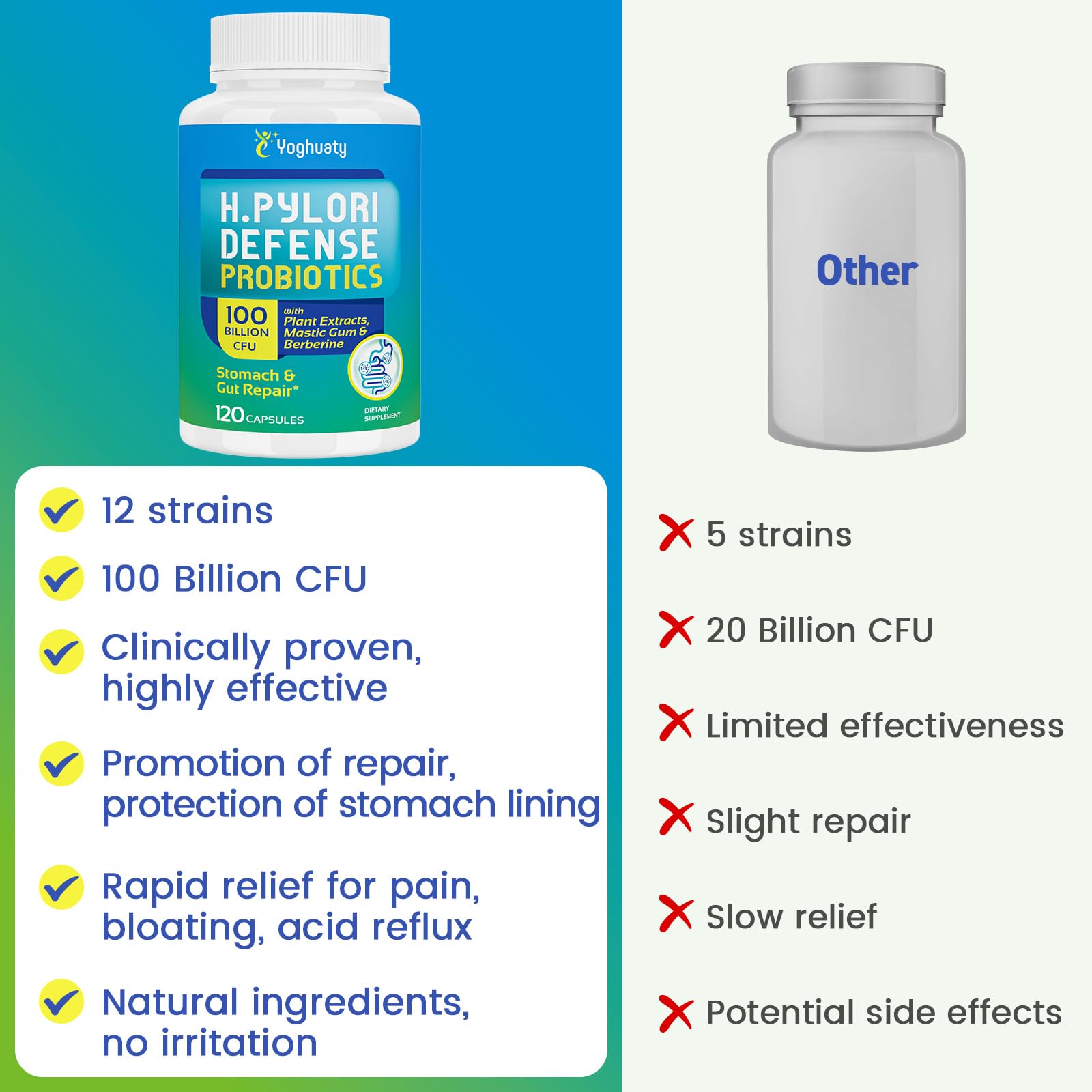 Yoghuaty H. Pylori Defense Probiotics té verde para soporte digestivo suave