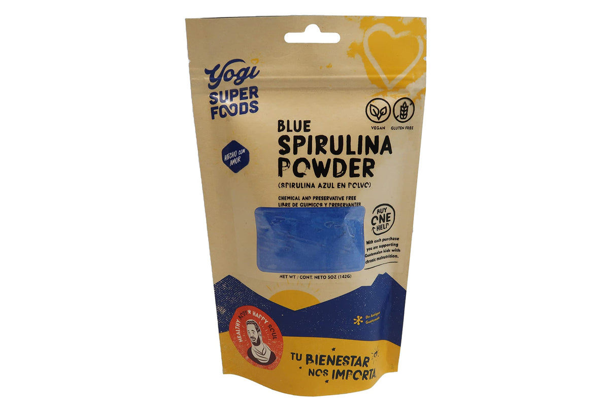 Yogi Super Foods polvo espirulina azul para batidos, fuente de proteína vegetal