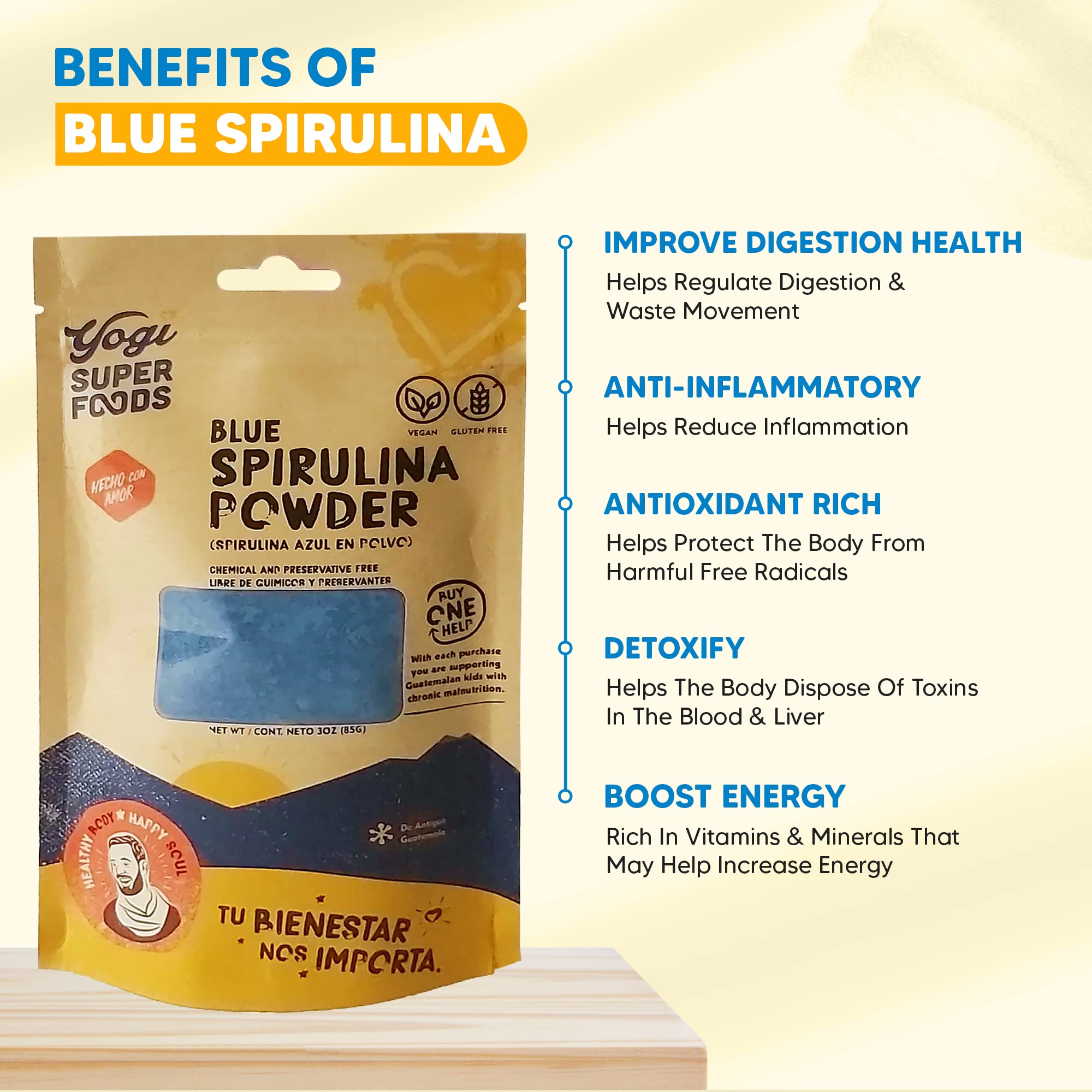 Yogi Super Foods polvo espirulina azul colorante natural en repostería