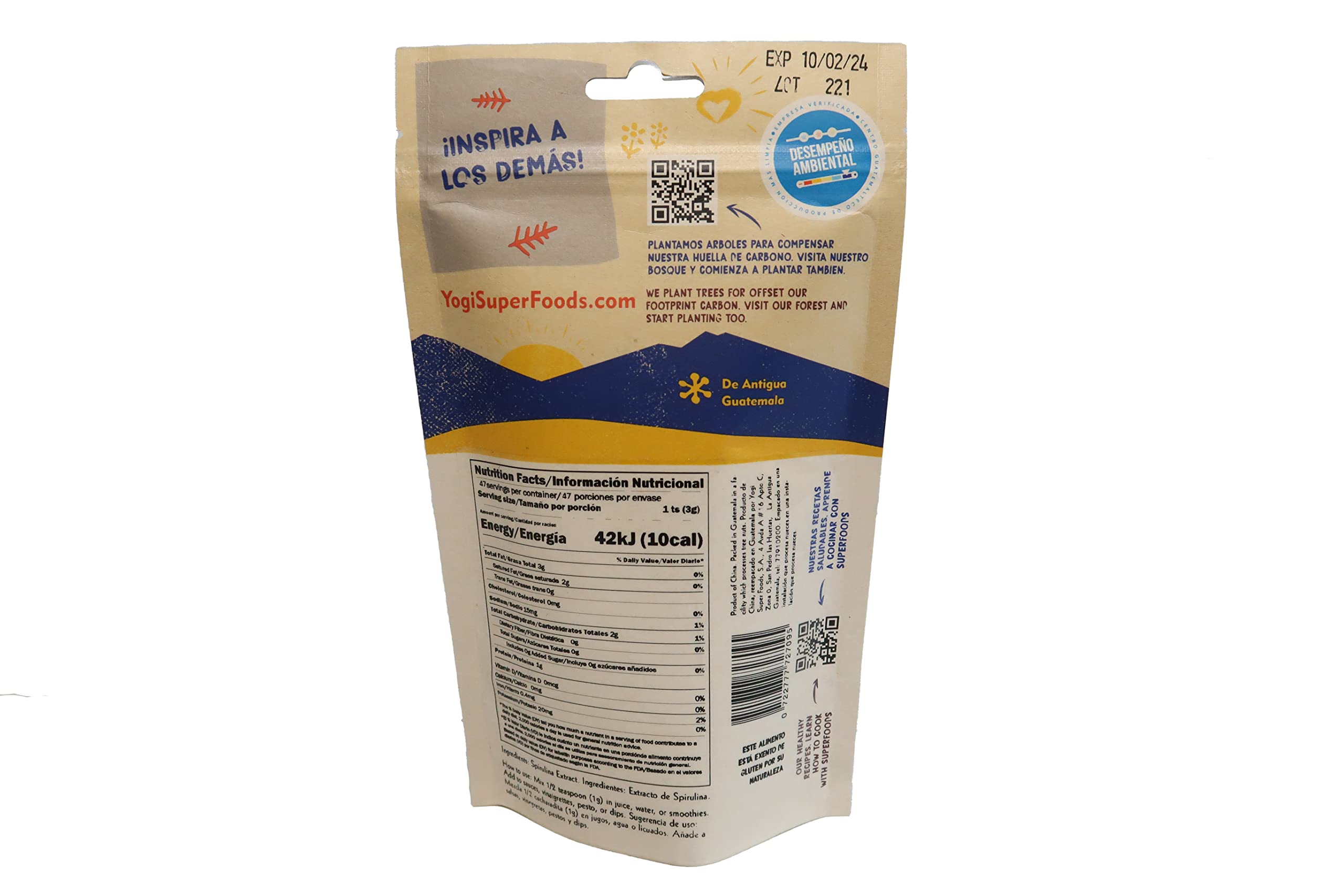 Yogi Super Foods polvo espirulina azul para hornear, colorante natural