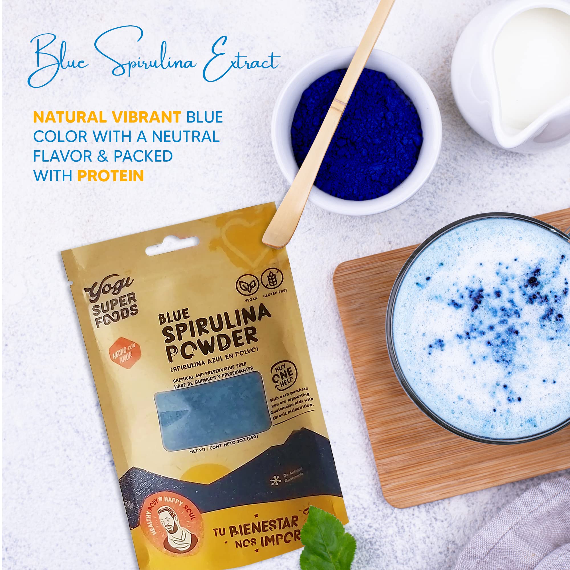 Yogi Super Foods polvo espirulina azul para licuados nutritivos