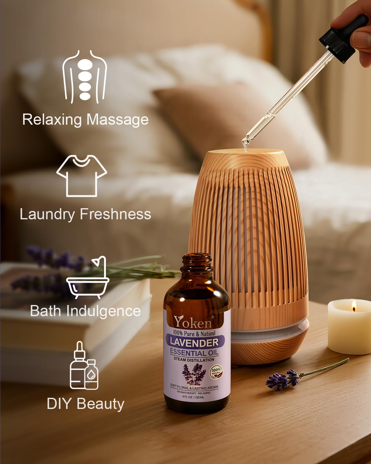 Yoken Lavanda: envase ámbar protege la pureza frente a la luz