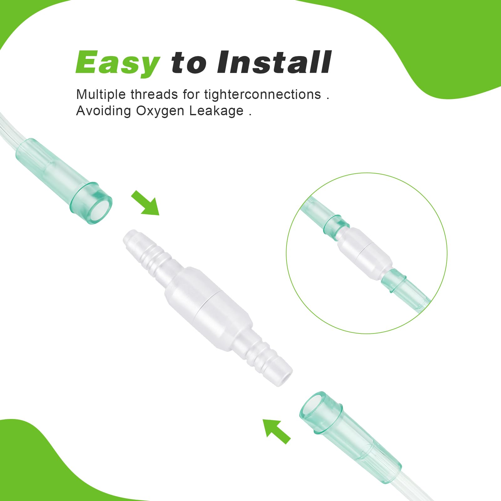 Conector YONCOZY cánula de oxígeno compatible con tubos indicados.
