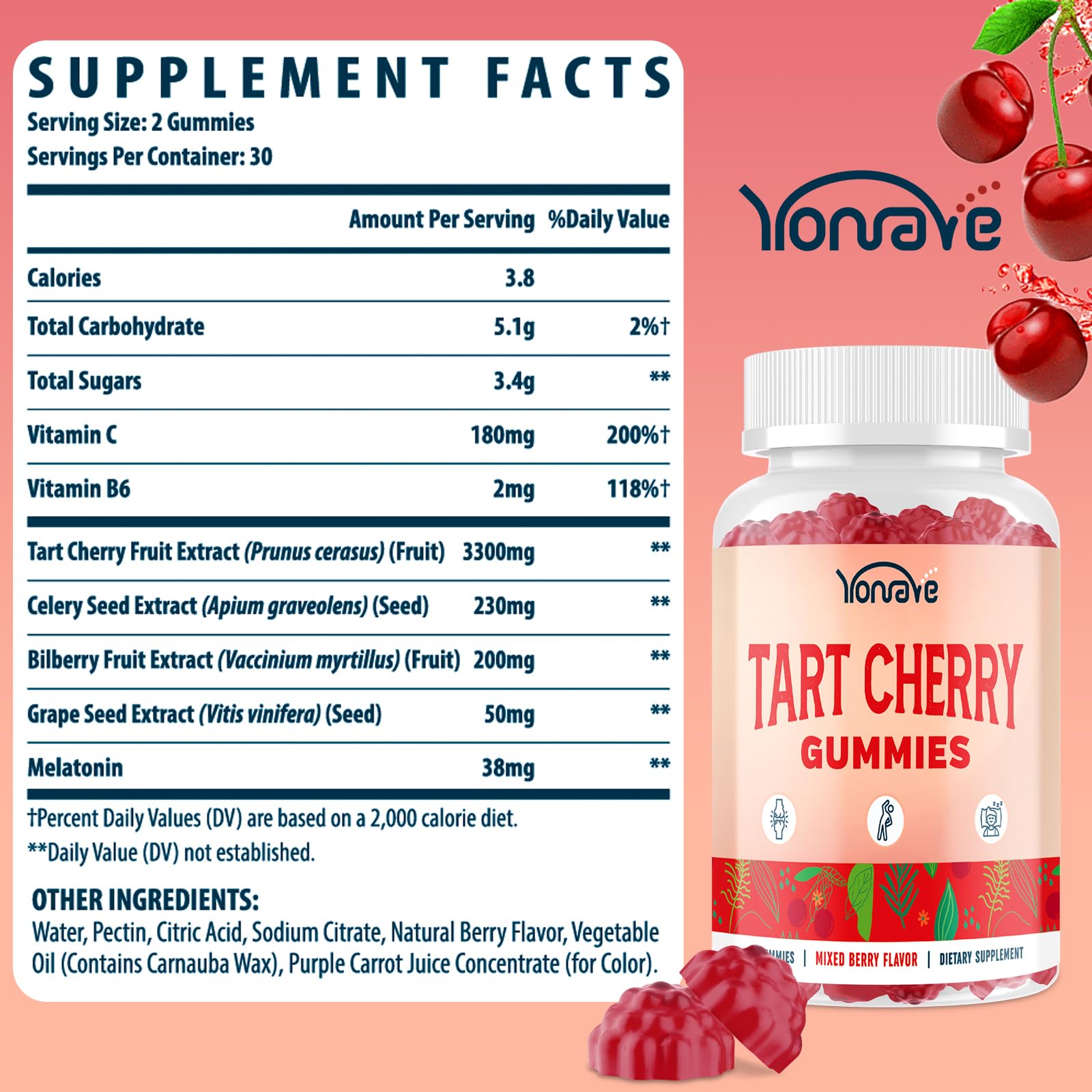 Yonrave apio semilla con vitamina C gominas en botella