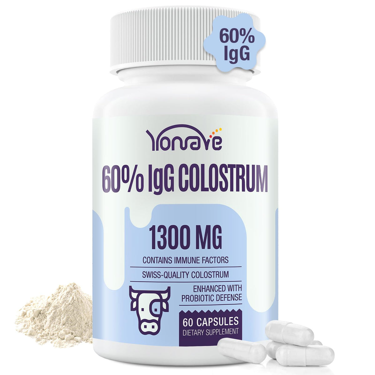 Yonrave colostro bovino botella: apoyo a la inmunidad y salud digestiva.