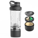 Botella YouCanPlato de 21oz con almacenamiento de polvo para mezclar al instante.