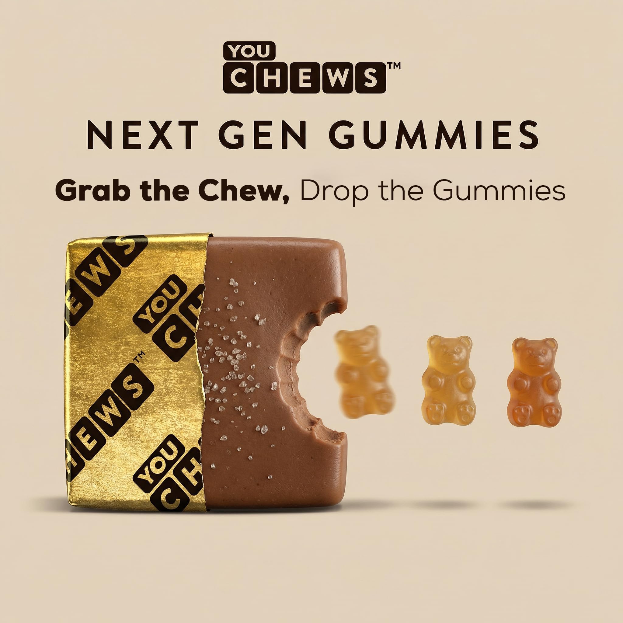 YouChews Coffee Chews textura suave y vegana, ideal para llevar.