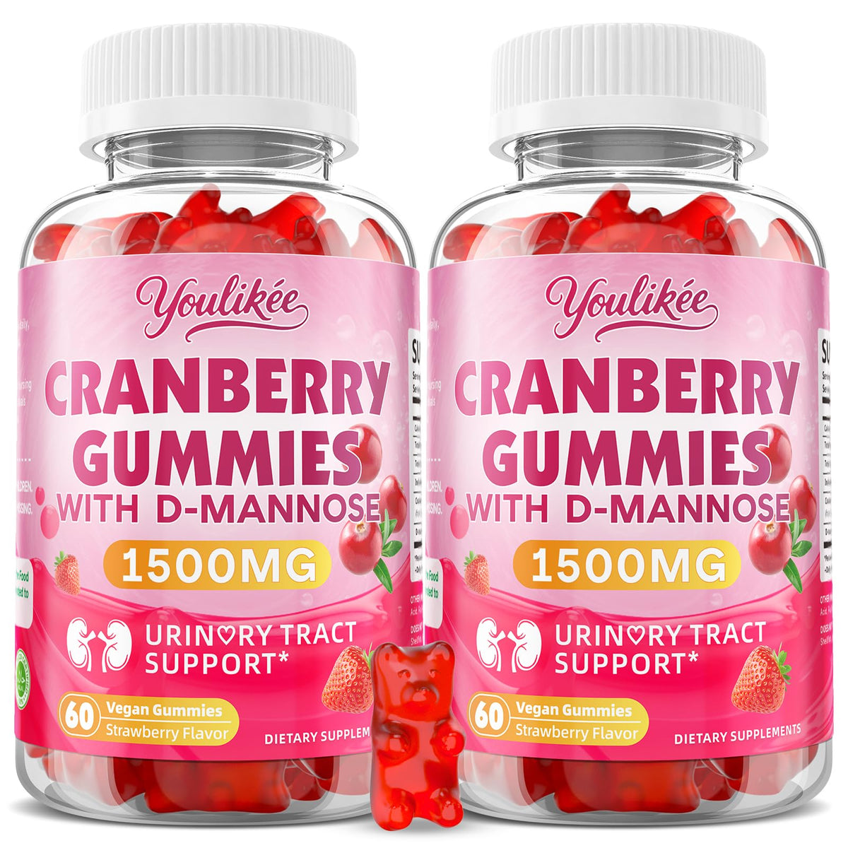Youlikee arándano gomitas con D‑Mannosa frasco para apoyo diario