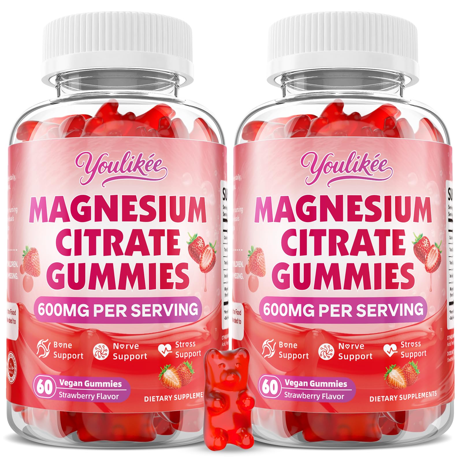 Youlikee gomitas magnesio citrato alta absorcion 2-pack para bienestar diario