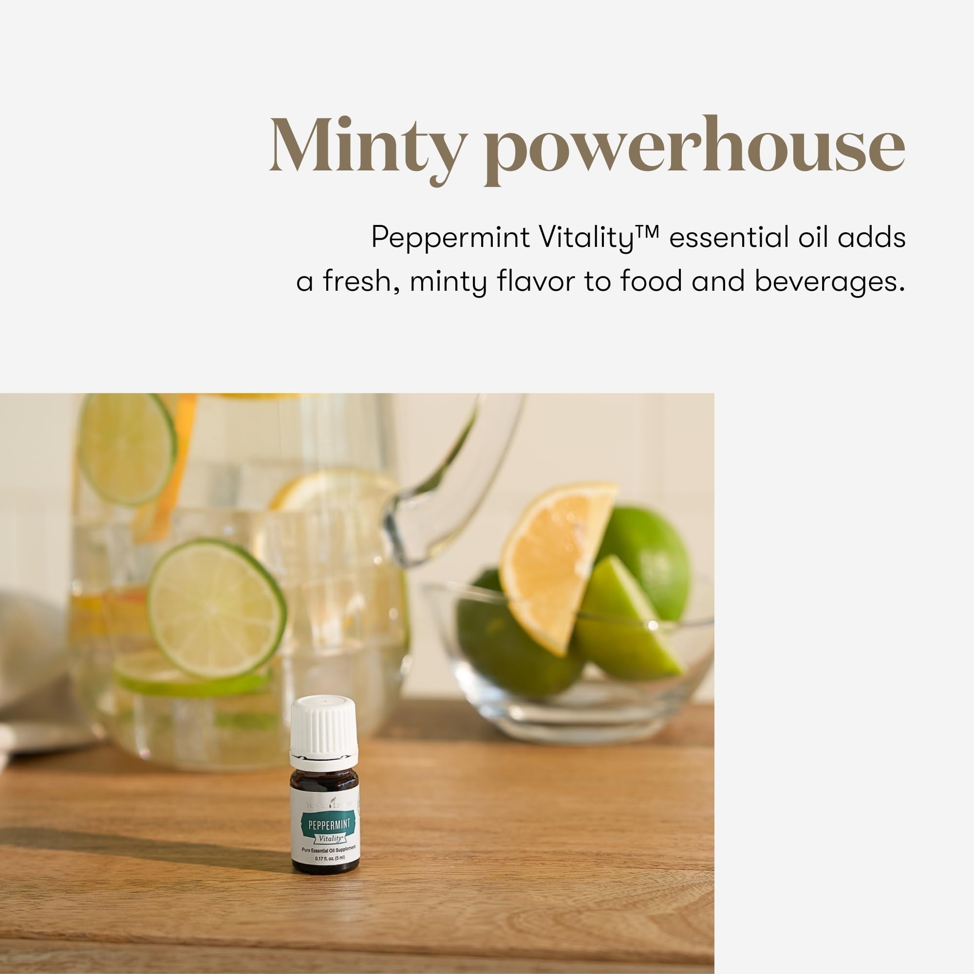 Etiqueta de Young Living Vitalidad Menta con lista de ingredientes clara.