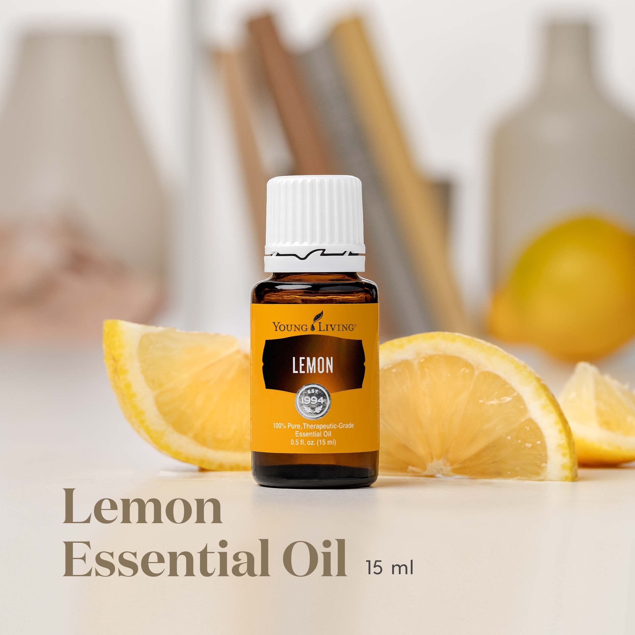Young Living limón 15 ml: aroma cítrico brillante para difusor y ambiente.